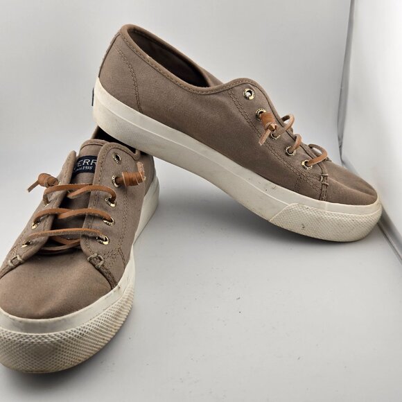 Sperry Pier View Low Sneakers – Taupe Canvas w/ Leather Laces | Women’s 7M - Picture 6 of 10